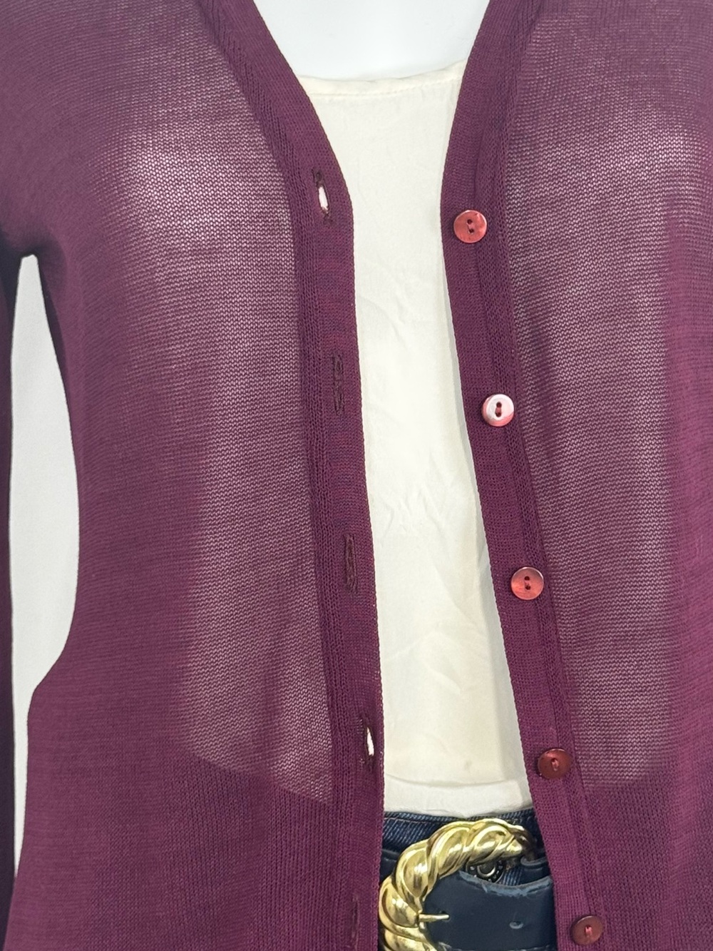 Patrizia Pepe Cotton Duster Cardigan Burgundy Maroon Longline Button Front OS - Picture 4 of 12